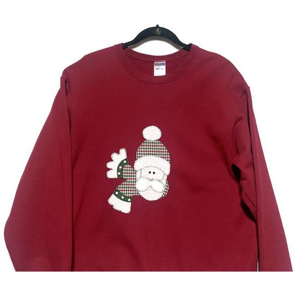 Jerzees Red Christmas Sweater Large Long Sleeve With Santa Clause Graphic - Picture 4 of 8